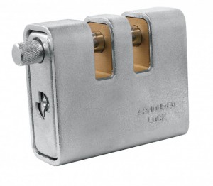 A square shaped padlock is easier to grip and manipulate.