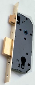 Example of lock adapted to receive a European profile cylinder.
